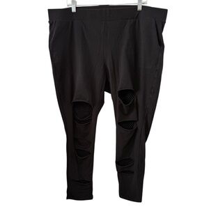 Torrid Black Distressed Mesh-Panel Leggings – Size 4 (Plus Size 4X)